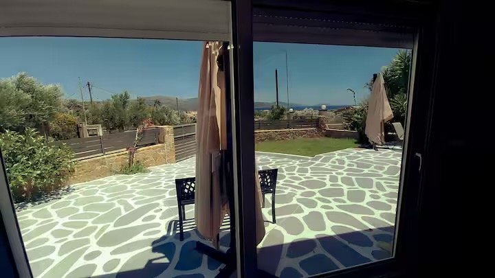 Courtyard seen through the open window