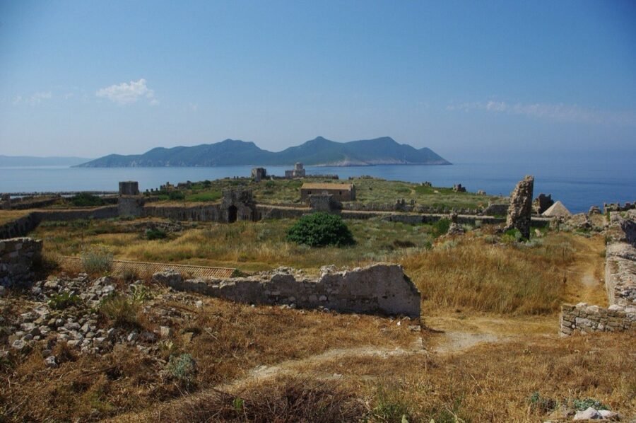 Sapientza and the islands seen from the castle at Methoni