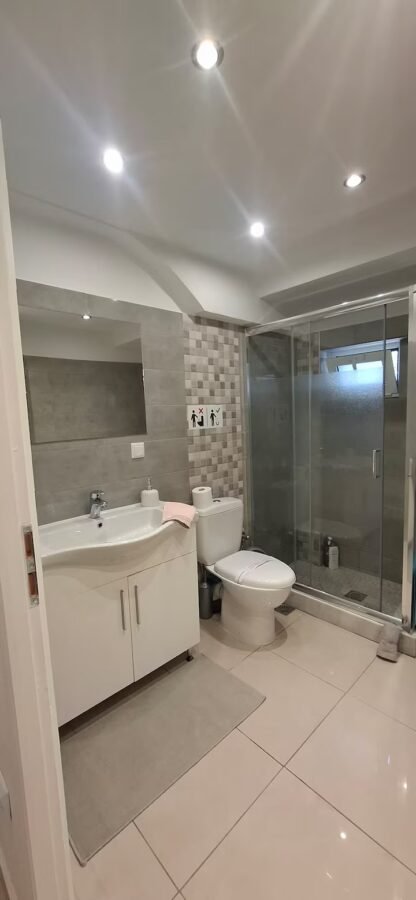 Modern bathroom with walk-in shower